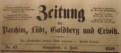 Zeitung für Parchim, Lübz, Goldberg und Crivitz